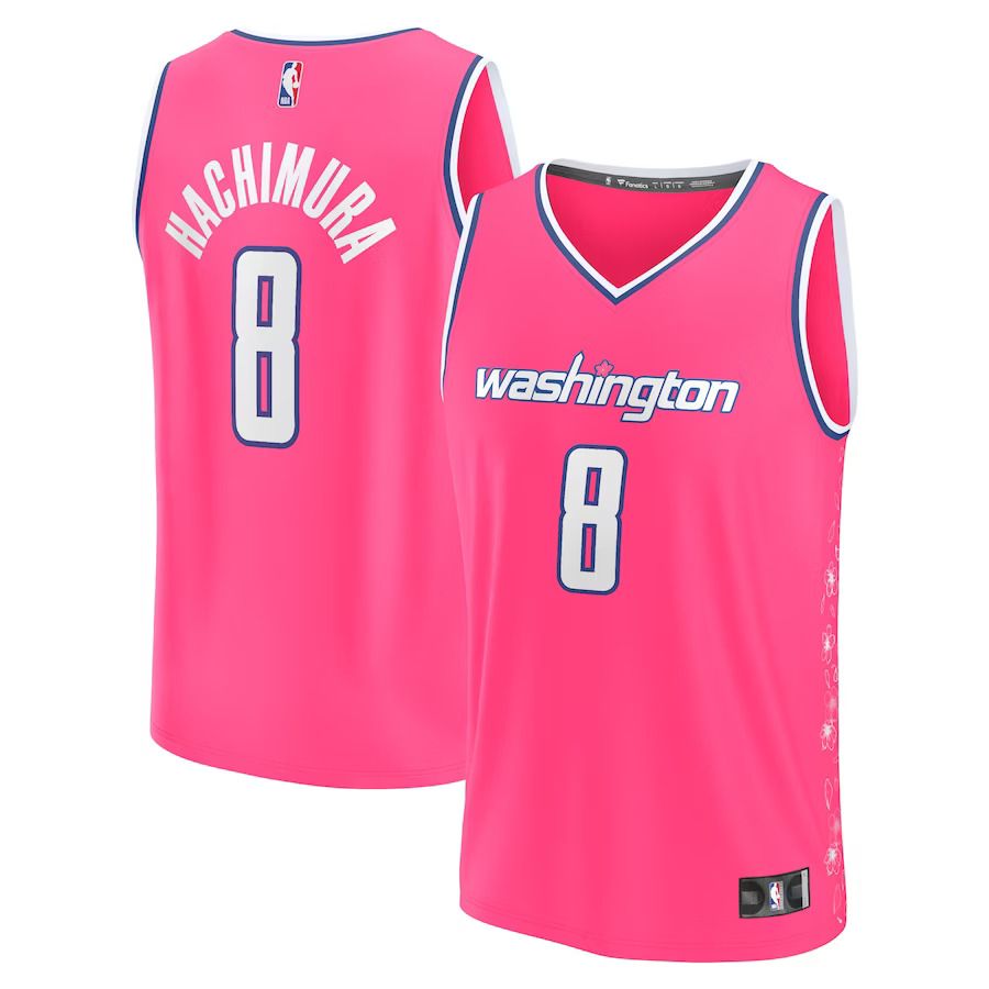Men Washington Wizards 8 Rui Hachimura Fanatics Branded Pink City Edition 2022-23 Fastbreak NBA Jersey